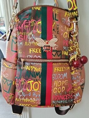 Colorful Graffiti Bee Accent Backpack